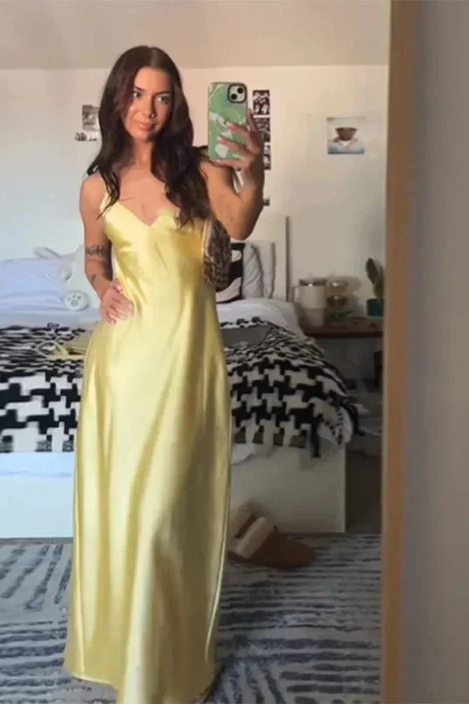 Notiglo - Elegant Backless Sleeveless V Neck High Waist Maxi Dress