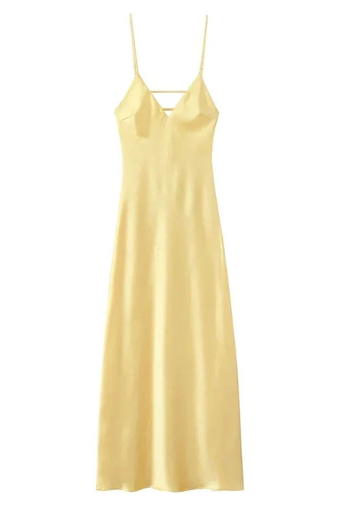 Notiglo - Elegant Backless Sleeveless V Neck High Waist Maxi Dress