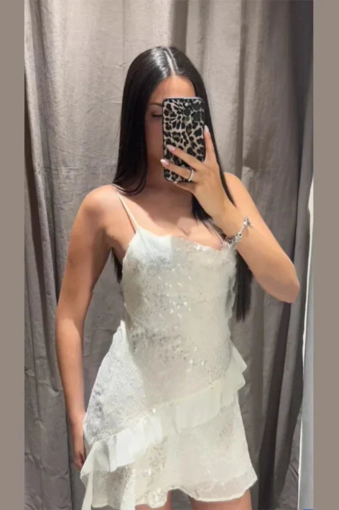 Notiglo - Elegant Backless Sleeveless V-Neck Mini Dress
