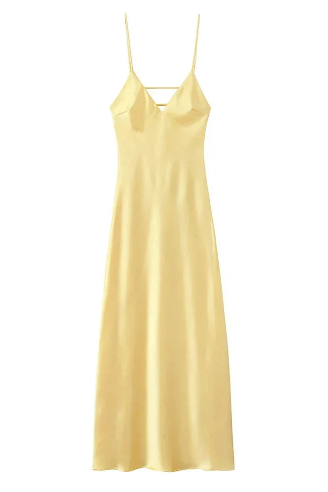 Notiglo - Elegant Printed Pleated Backless Sleeveless Maxi Dress