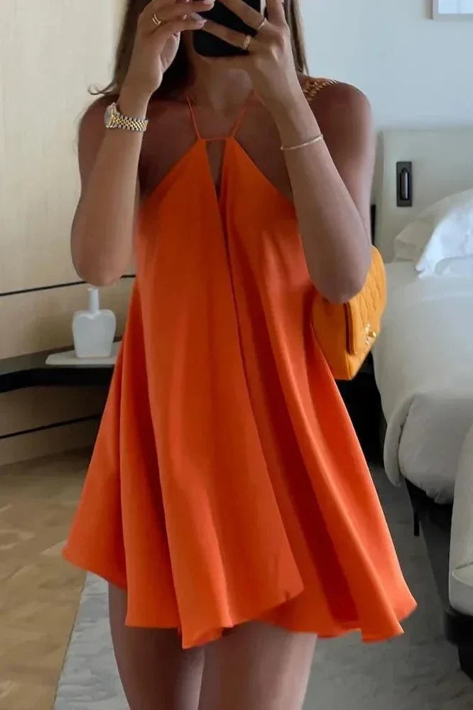 Notiglo - Hollow Out Off Shoulder Sleeveless Backless Mini Dress
