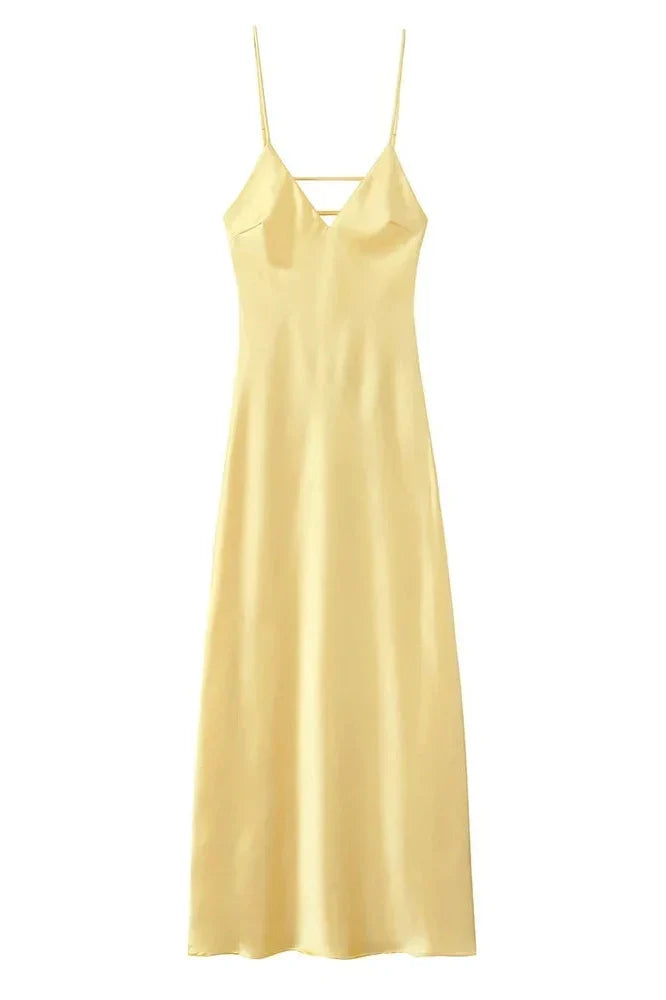 Notiglo - Elegant Backless Sleeveless V Neck High Waist Maxi Dress
